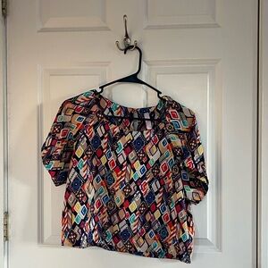 Colorful Geometric Patterned Blouse